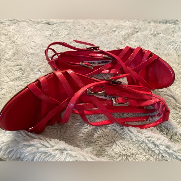 Manolo Blahnik RED Strappy Heels - Picture 7 of 16